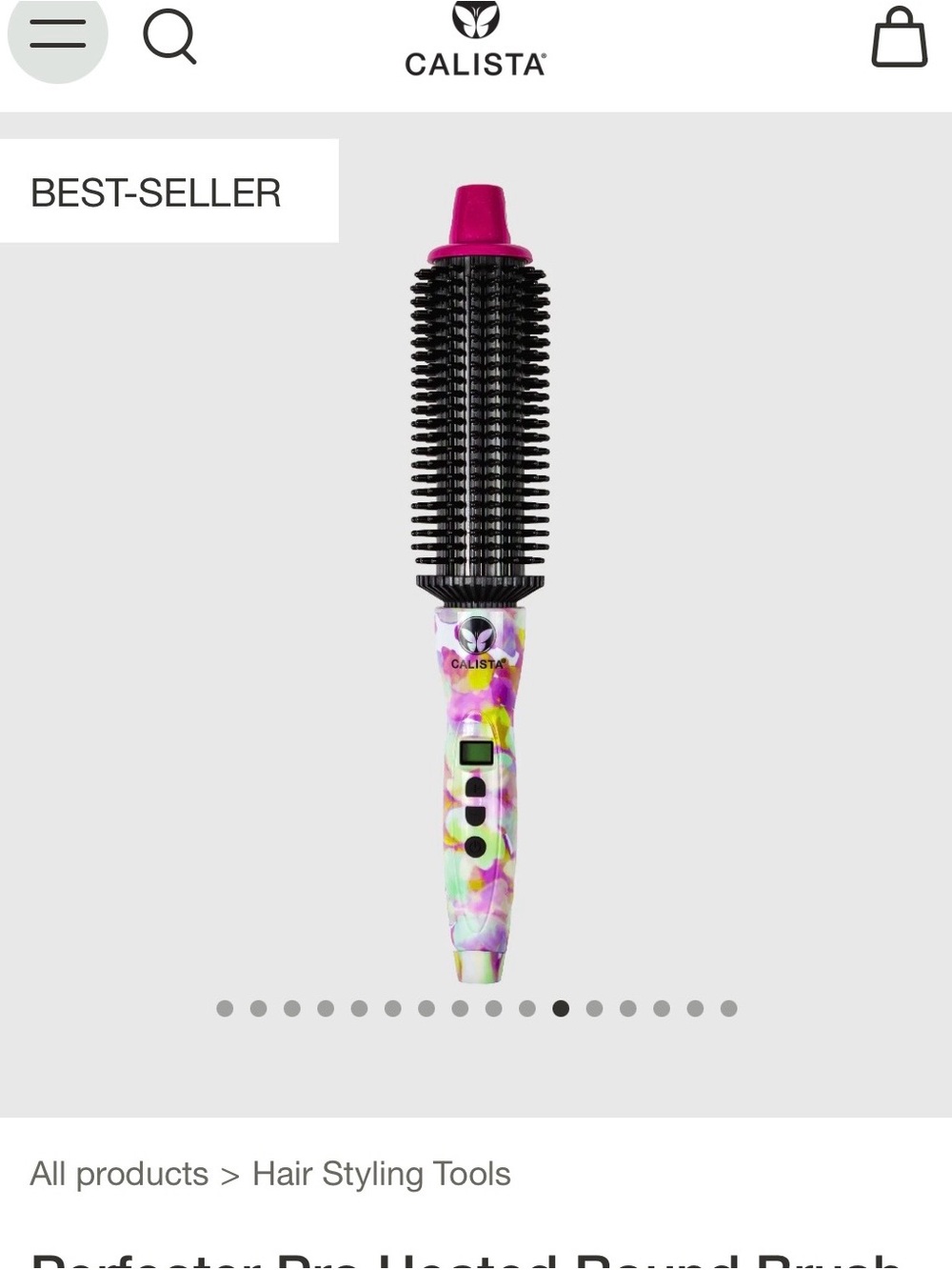Calista Pink Floral Heated Round Brush for Women 1” pro plus.